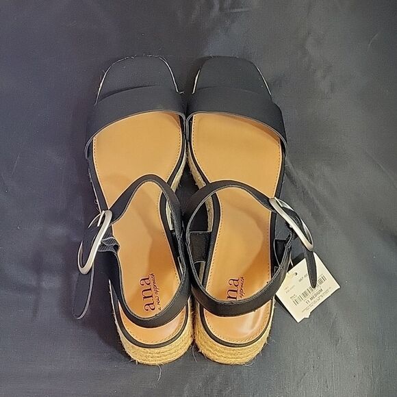 BRAND NEW A.N.A NEW APPROACH ADJUSTABLE BUCKLE ANKLE ONE BAND WEDGE SANDAL - Picture 5 of 14